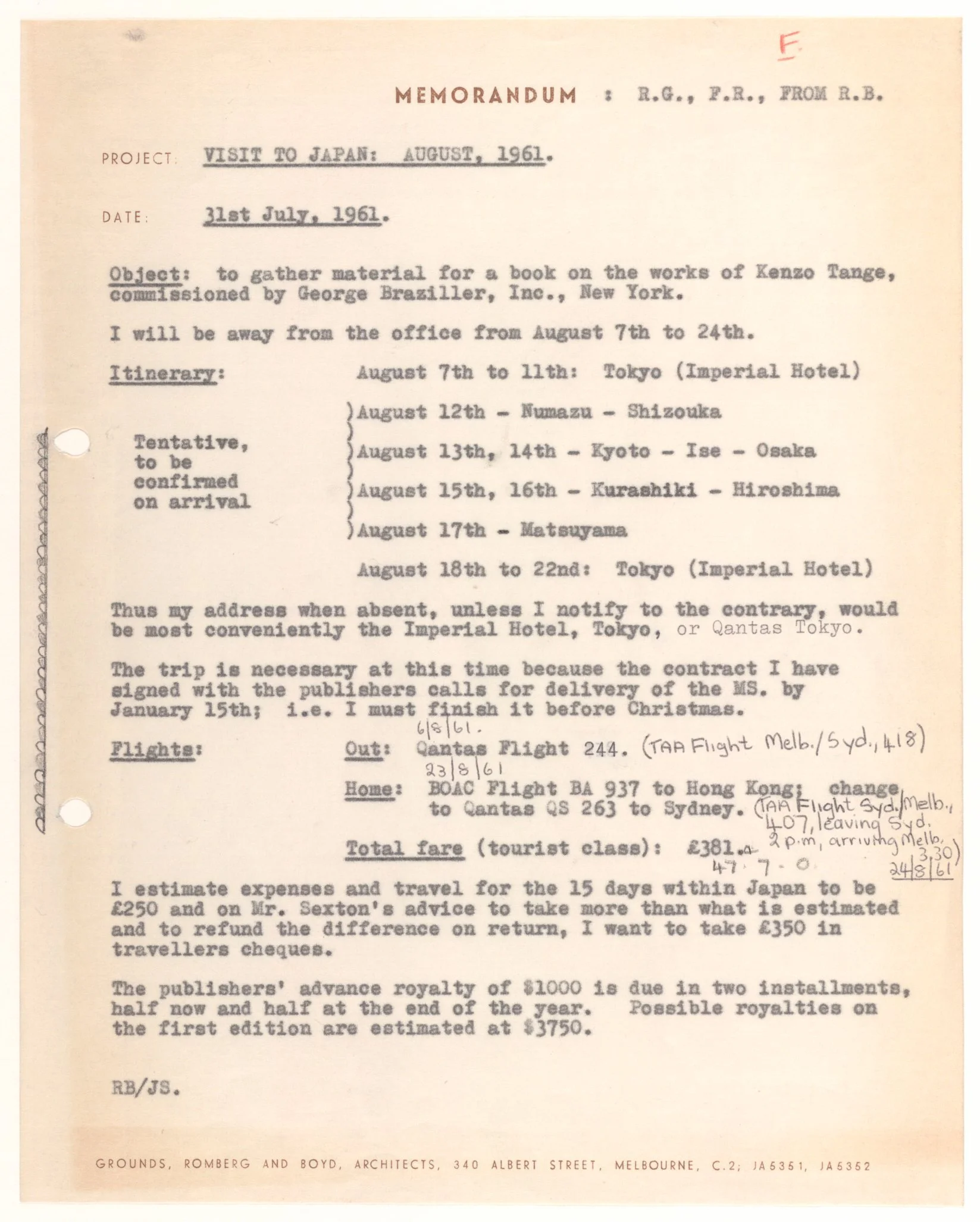 Robin Boyd and Japan In Letters — Robin Boyd & Japan